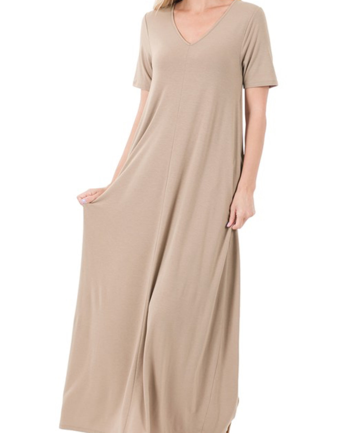 Mocha Short Sleeve Maxi Dress